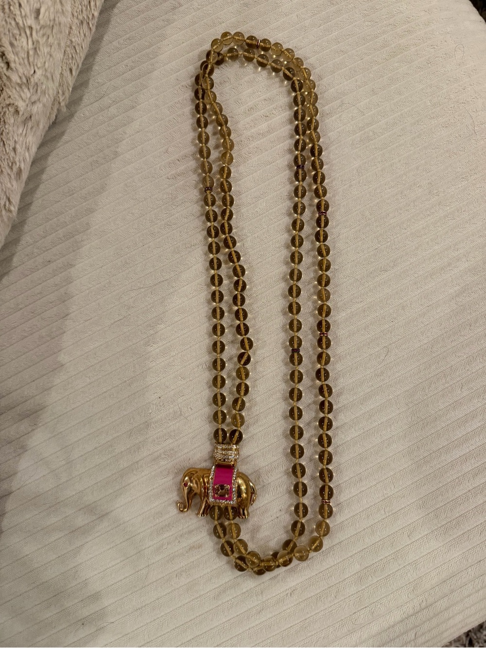 J. Crew Elephant Beaded Rhinestone Necklace - Picture 4 of 5